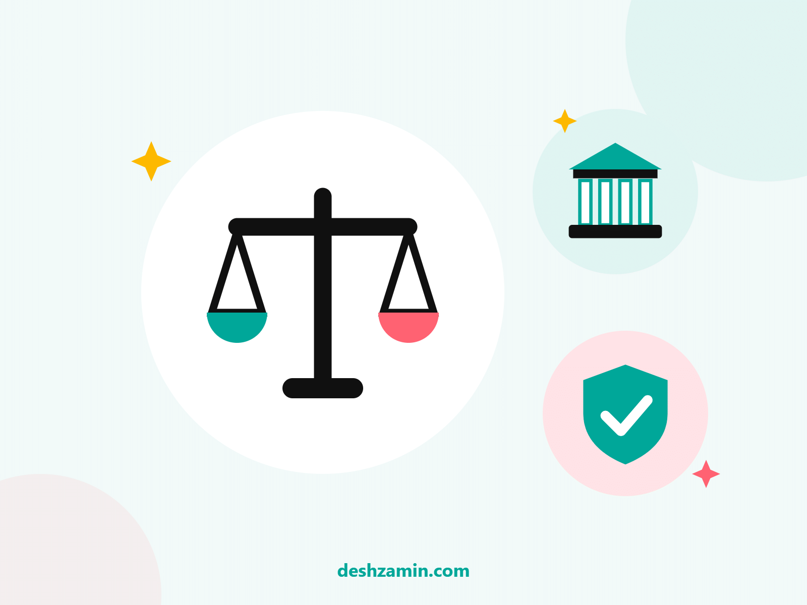 Scales of justice with a government building and a protective shield, illustrating consumer rights protection in Bangladesh